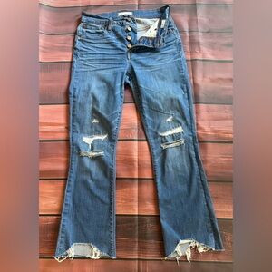 Madewell Cali-Demi Boot Jeans 26 High Rise Distressed 
 Raw Hems Button fly